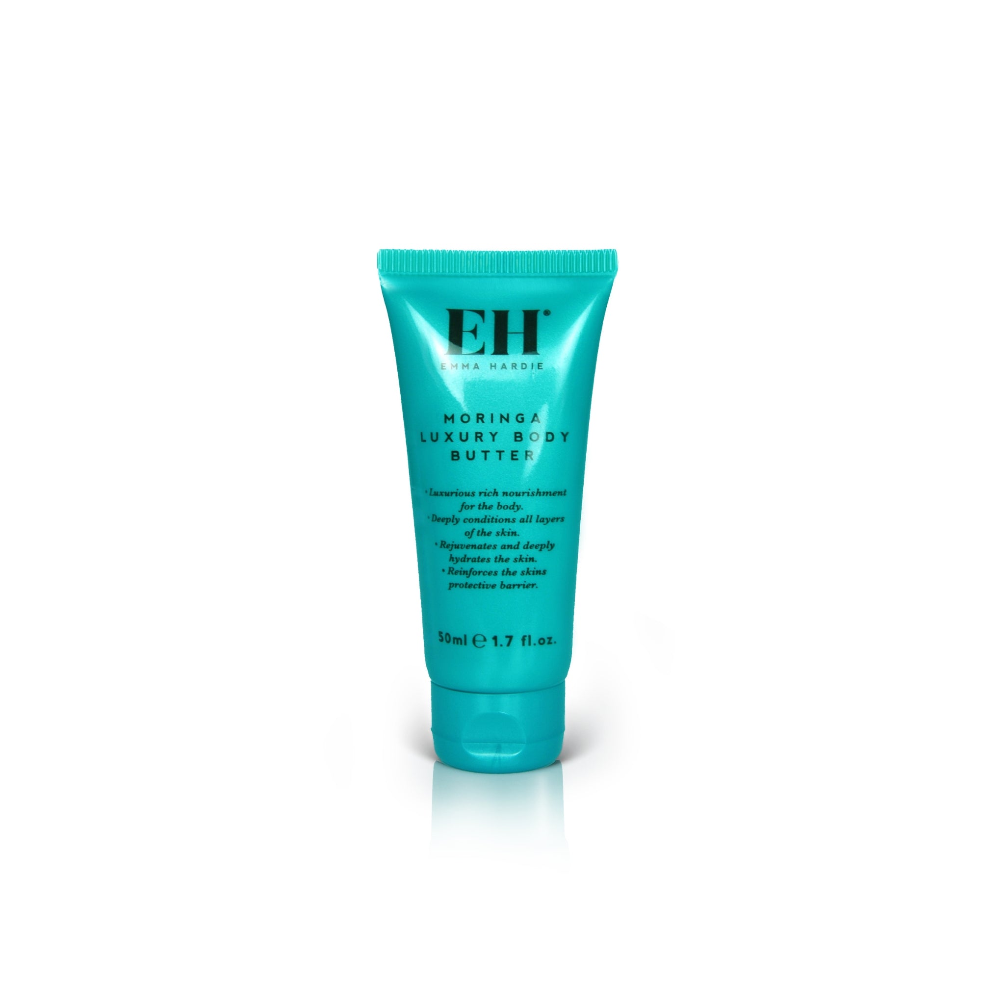 Tube of travel-size Moringa Body Butter (15ml) on a white background
