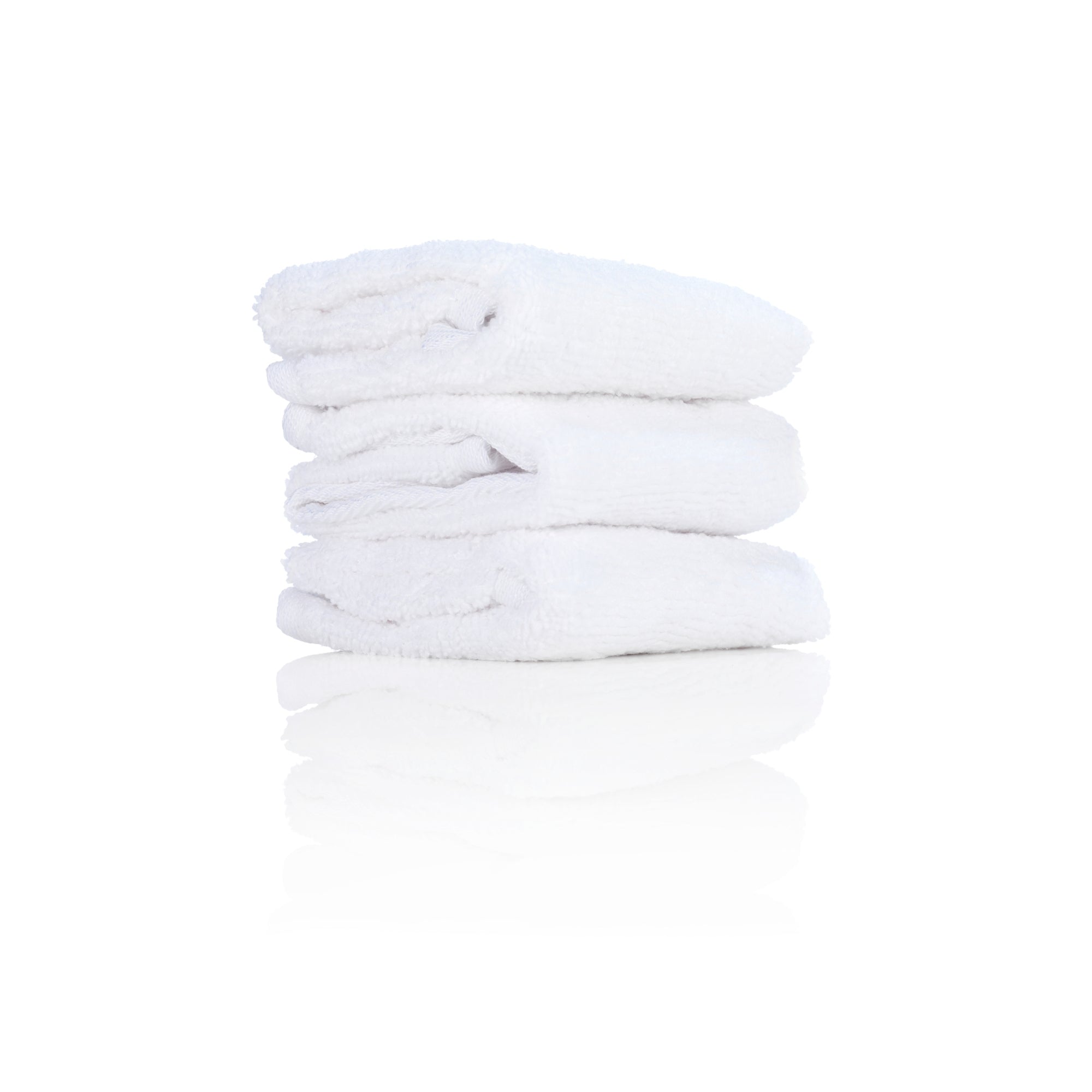 Stack of white Emma Hardie Dual Action Cleansing Cloths on a white background