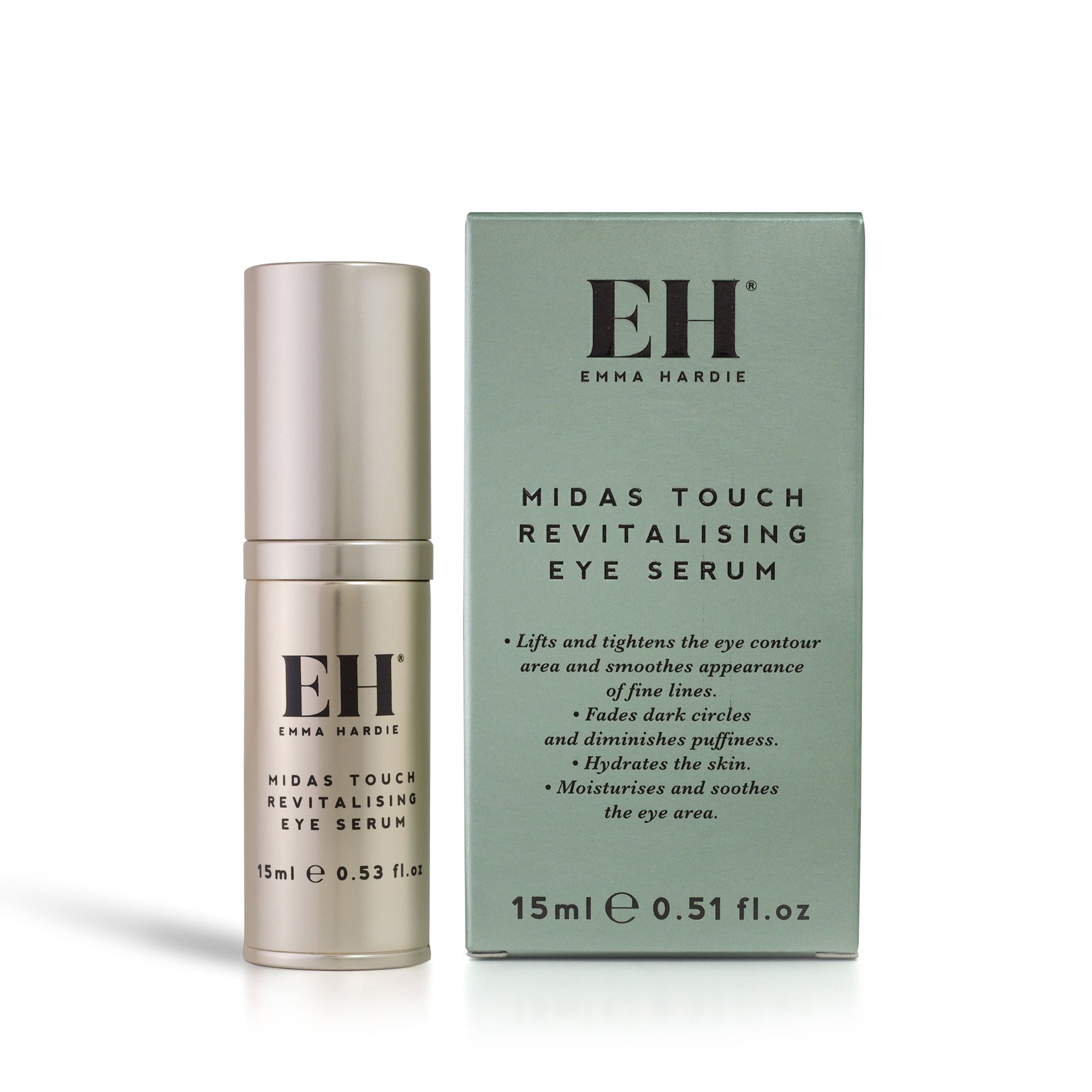 Emma Hardie Midas Touch Revitalising Eye Serum with packaging on a white background