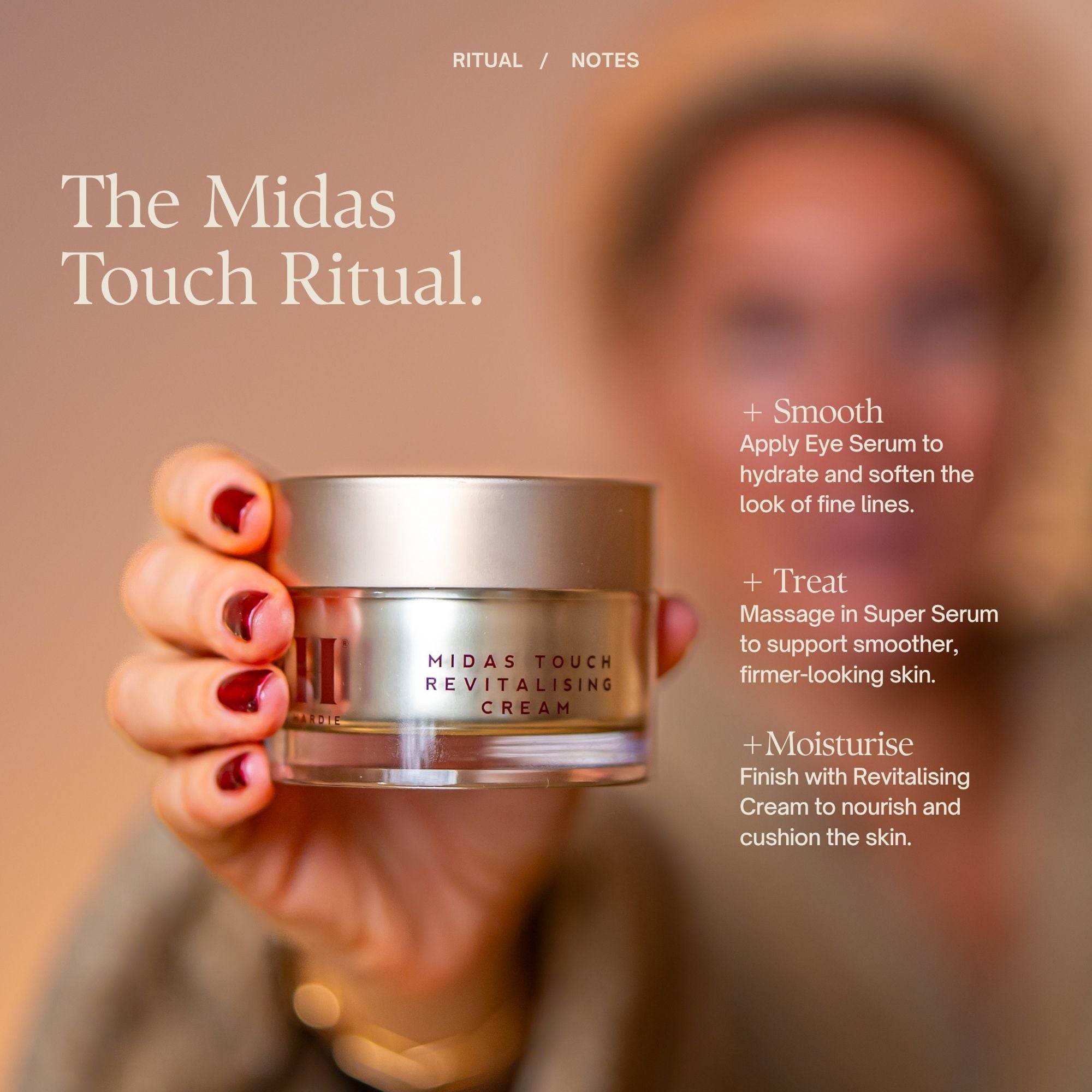 Complete Midas Touch Ritual showing the three-step routine to smooth, treat and moisturise.