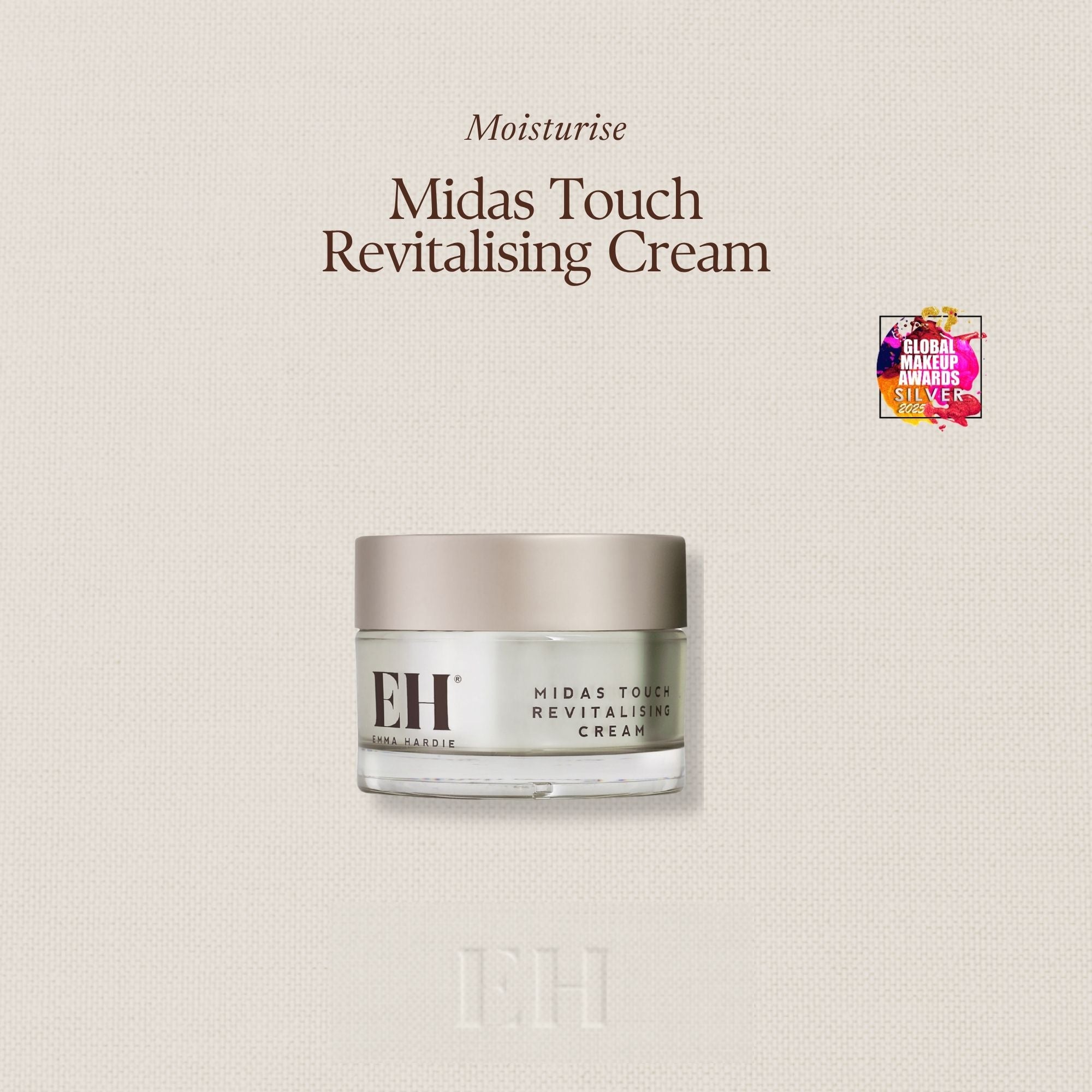 Emma Hardie Midas Touch Revitalising Cream on a soft neutral background.