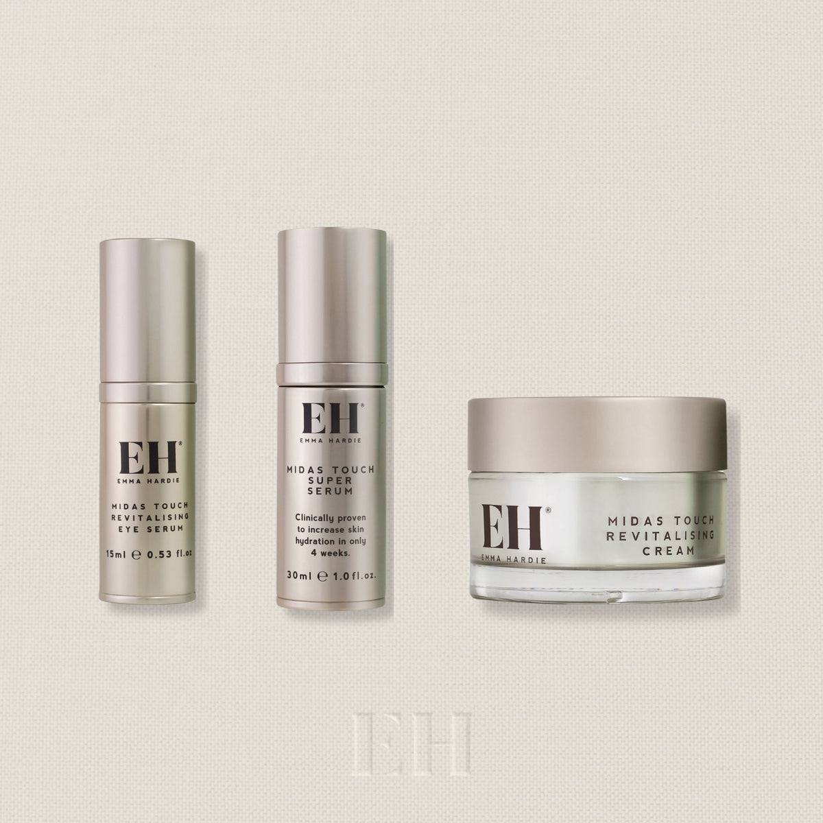 Complete Midas Touch Ritual set with Eye Serum, Super Serum and Revitalising Cream, worth £170.