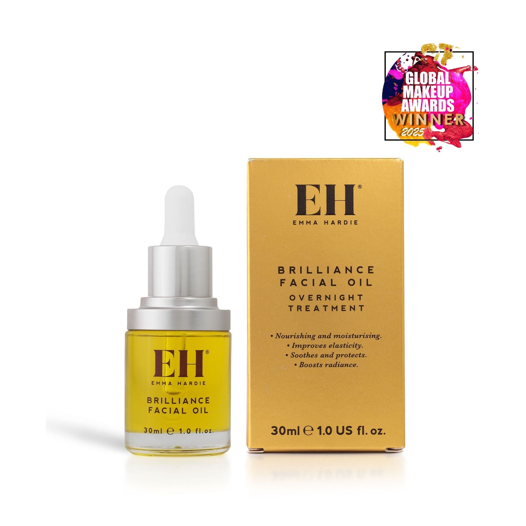 Award winning Emma Hardie Brilliance Facial Oil.
Global Make Up Awards 2025:
GOLD Best Natural Skincare Product