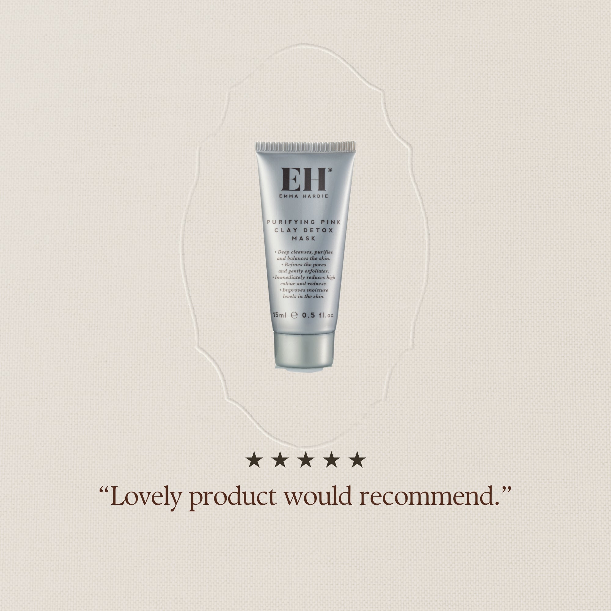 Purifying pink clay detox mask 5 star review: "Lovely product would recommend."