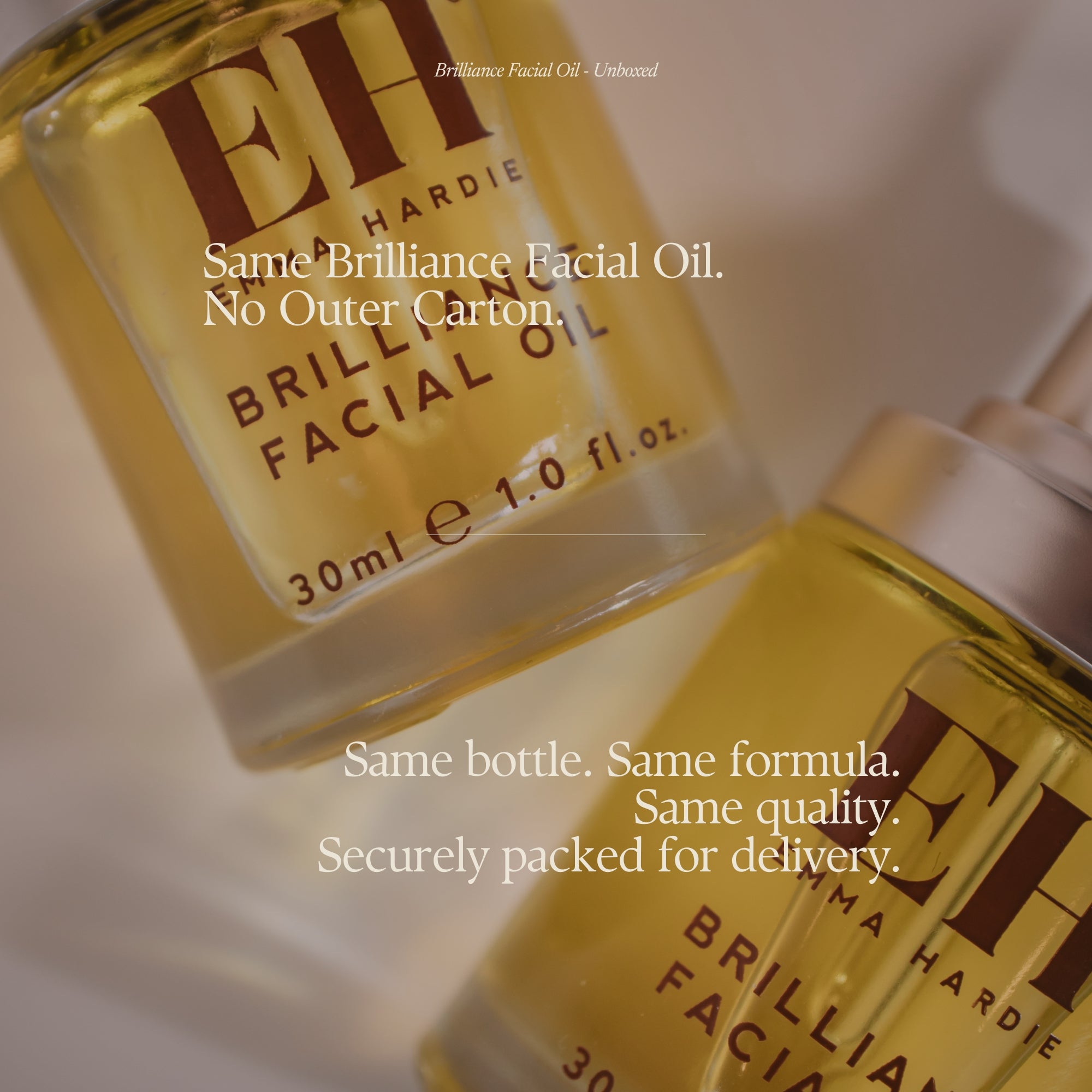 Brilliance Facial Oil - Unboxed. Same Brilliance Facial Oil. No Outer Carton. Same bottle. Same formula. Same quality. Securely packed for delivery.