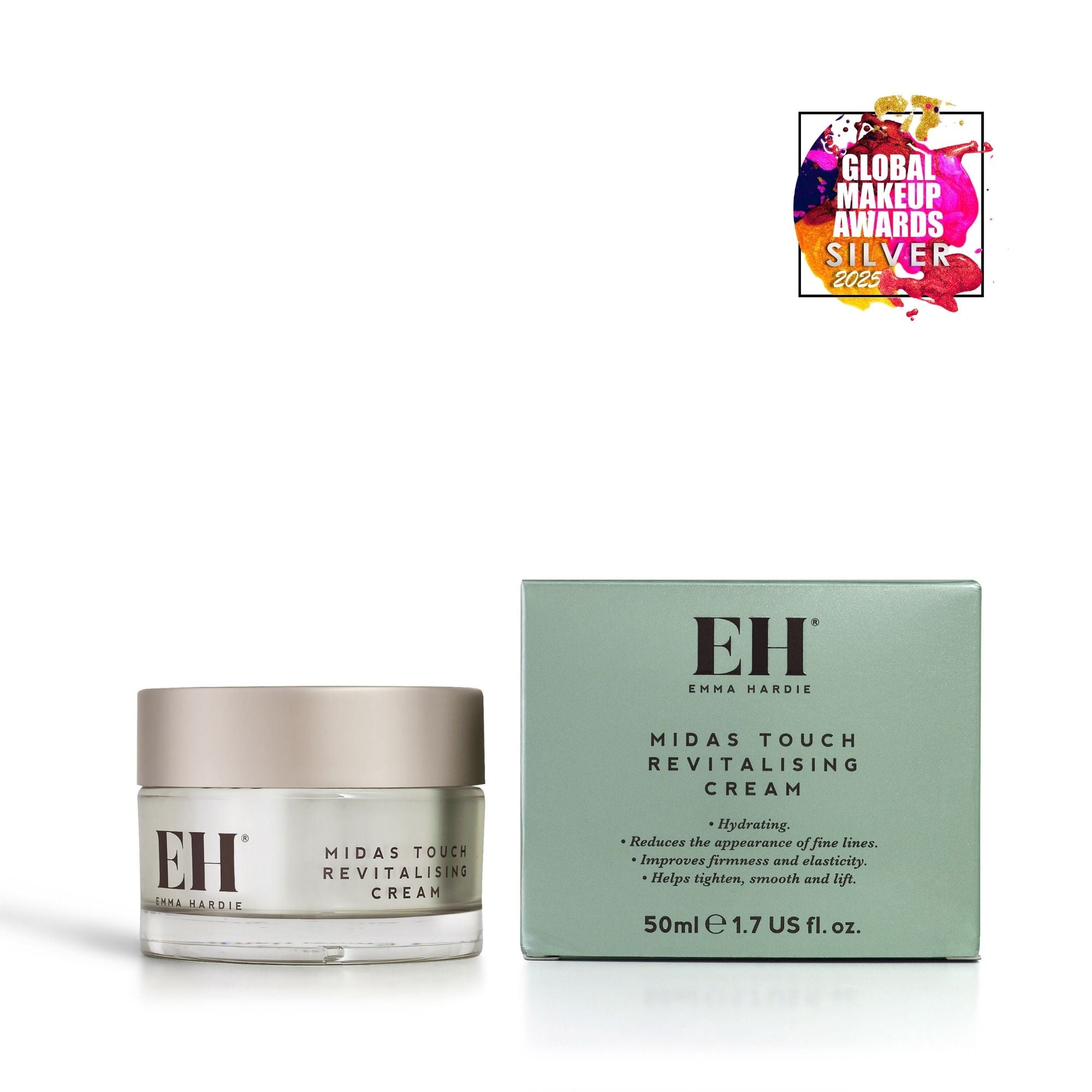 Award Winning Emma Hardie Midas Touch Revitalising Cream
Global Make Up Awards 2025 SILVER Best Moisturiser