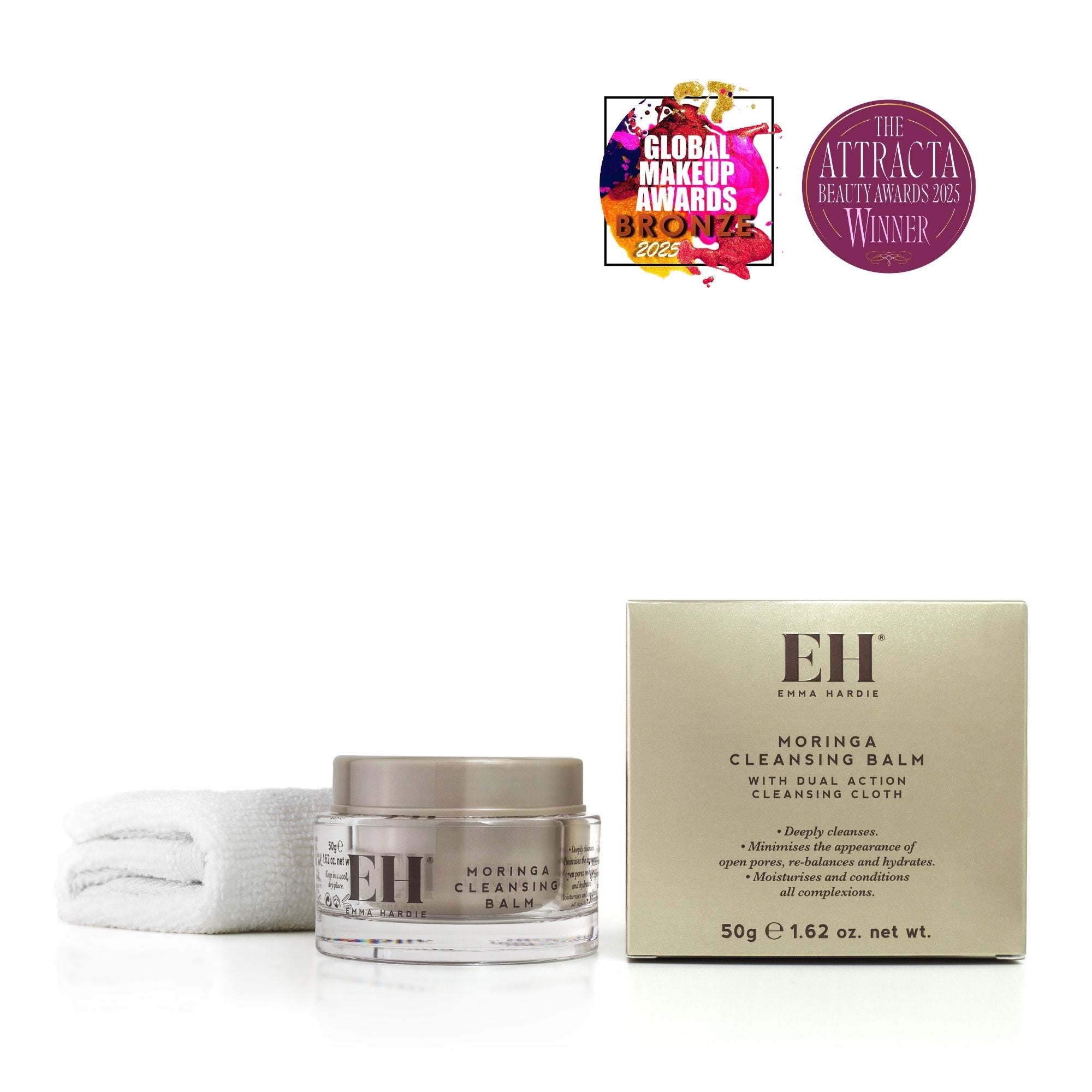 Award Winning Emma Hardie Moringa Cleansing Balm.
Global Make Up Awards 2025: BRONZE Best Beauty Hero Product
ATTRACTA Beauty Awards: Best Superstar Cleansing Balm