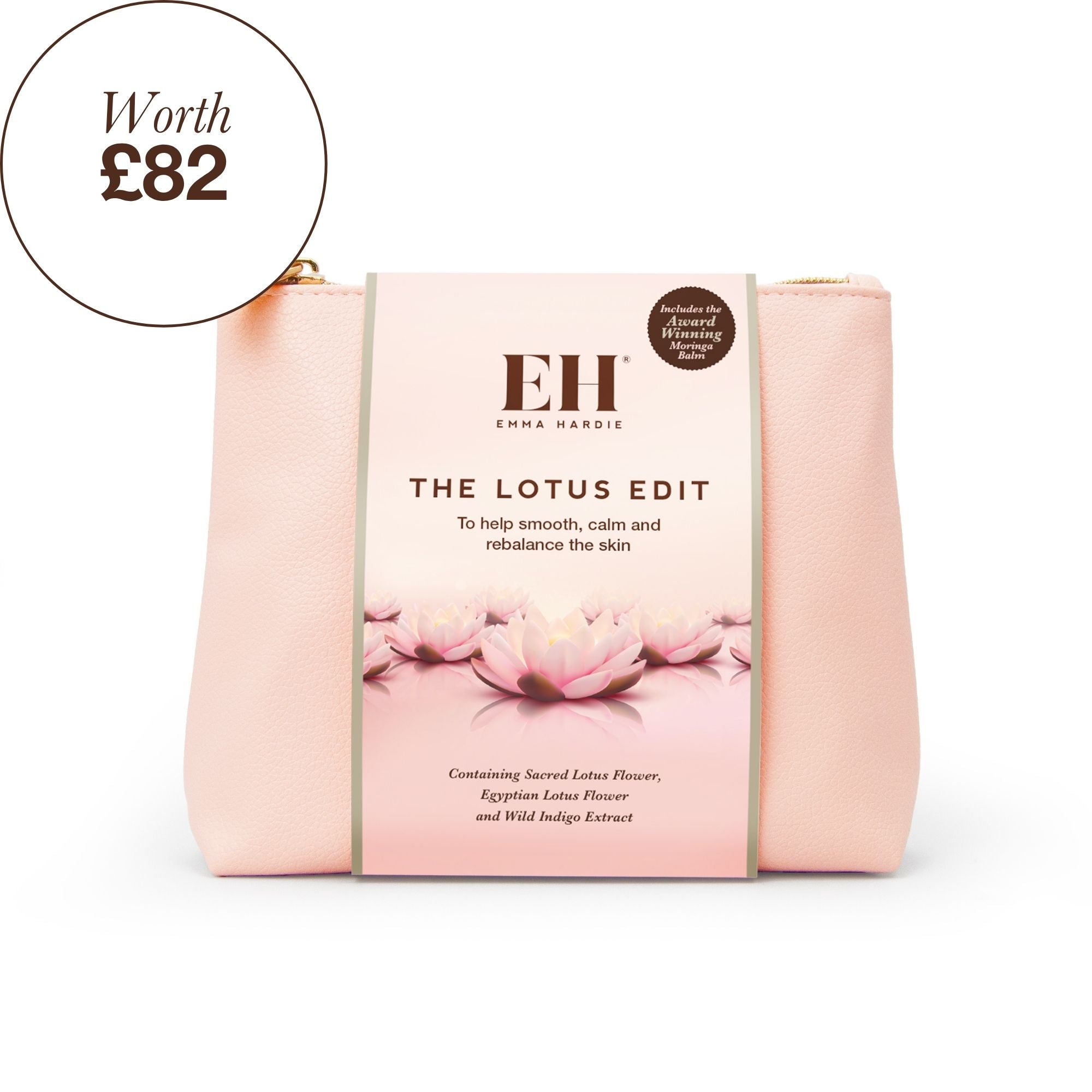 Emma Hardie Louts Edit packaging set on a white background iwth 'Worth £82' roundel