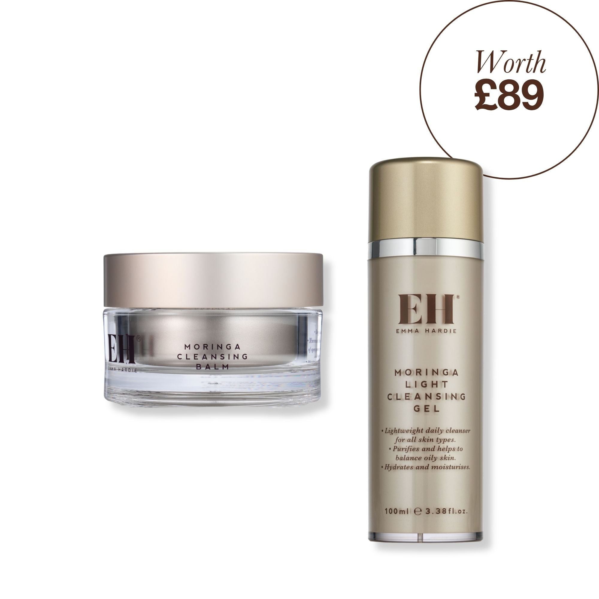 Emma Hardie the Double Cleanse Bundle with Moringa Cleansing Balm and Moringa Light Cleansing Gel worth £89