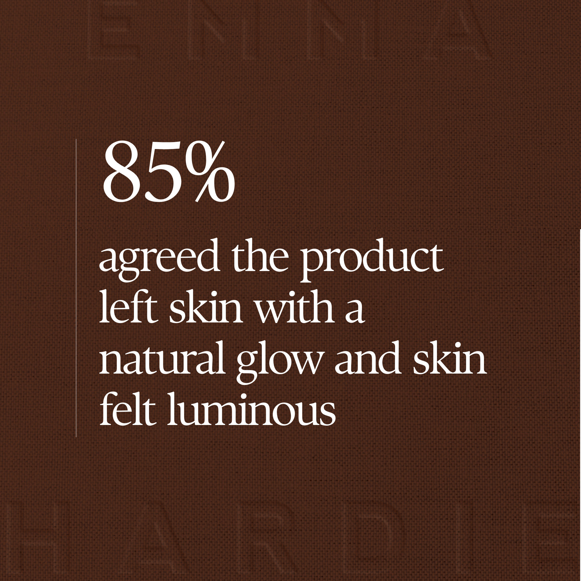 Emma Hardie Vit C Radiant Renewal Serum Product Trial Result:
85% agreed the product left skin with a natural glow and skin felt luminous