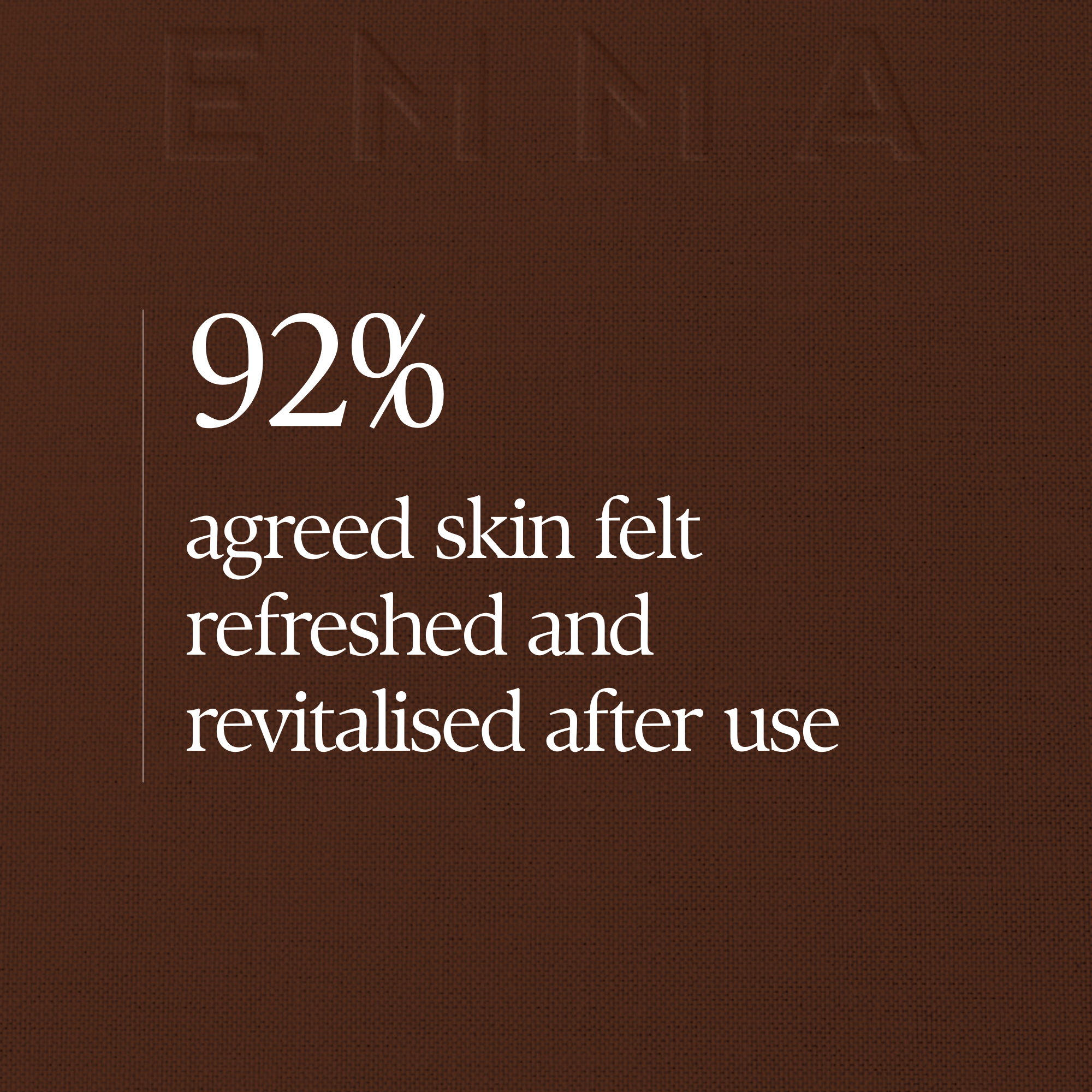 Customer trial results:
92% agreed skin felt refreshed and revitalised after use