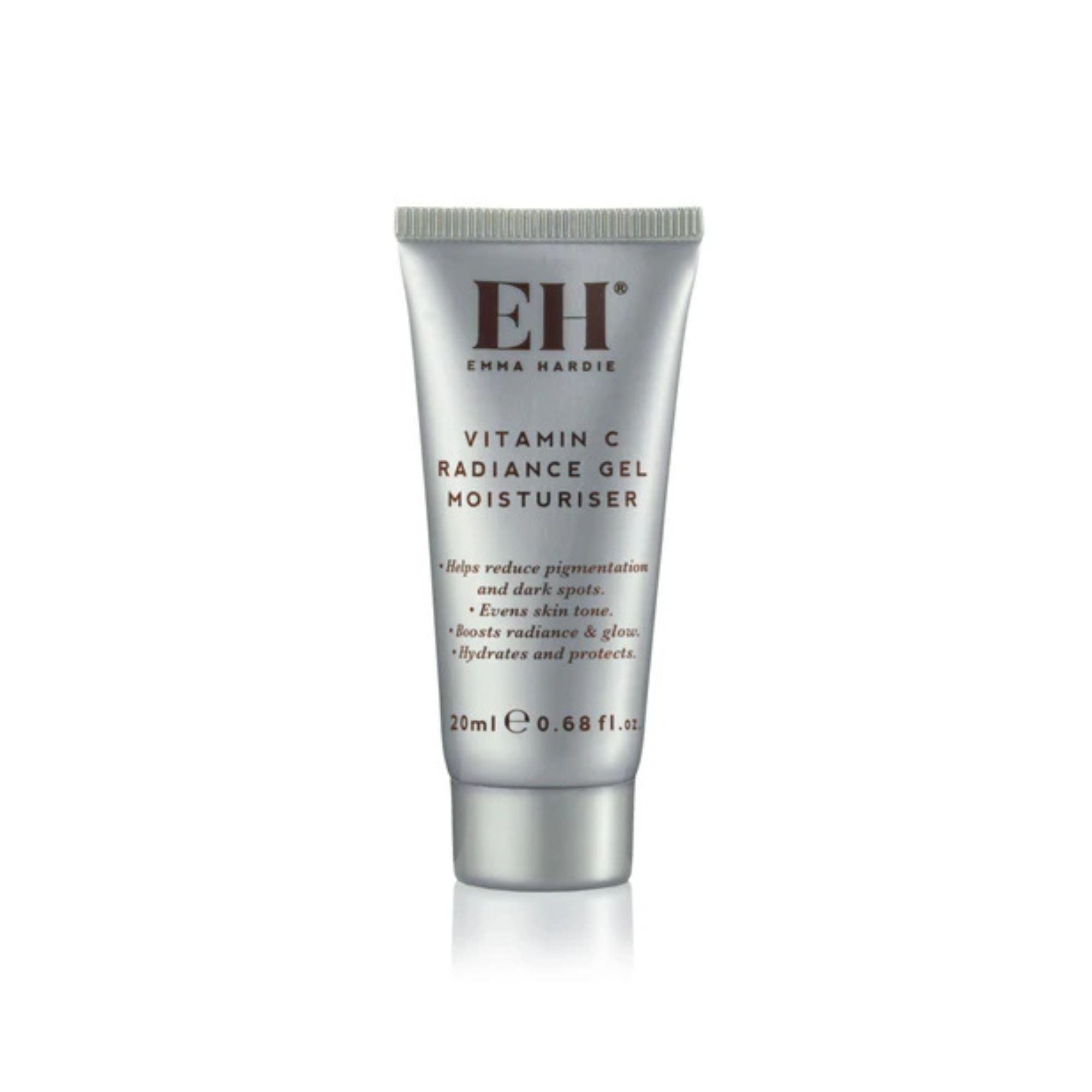 Tube of Emma Hardie Vitamin C Radiance Gel Moisturiser on a white background