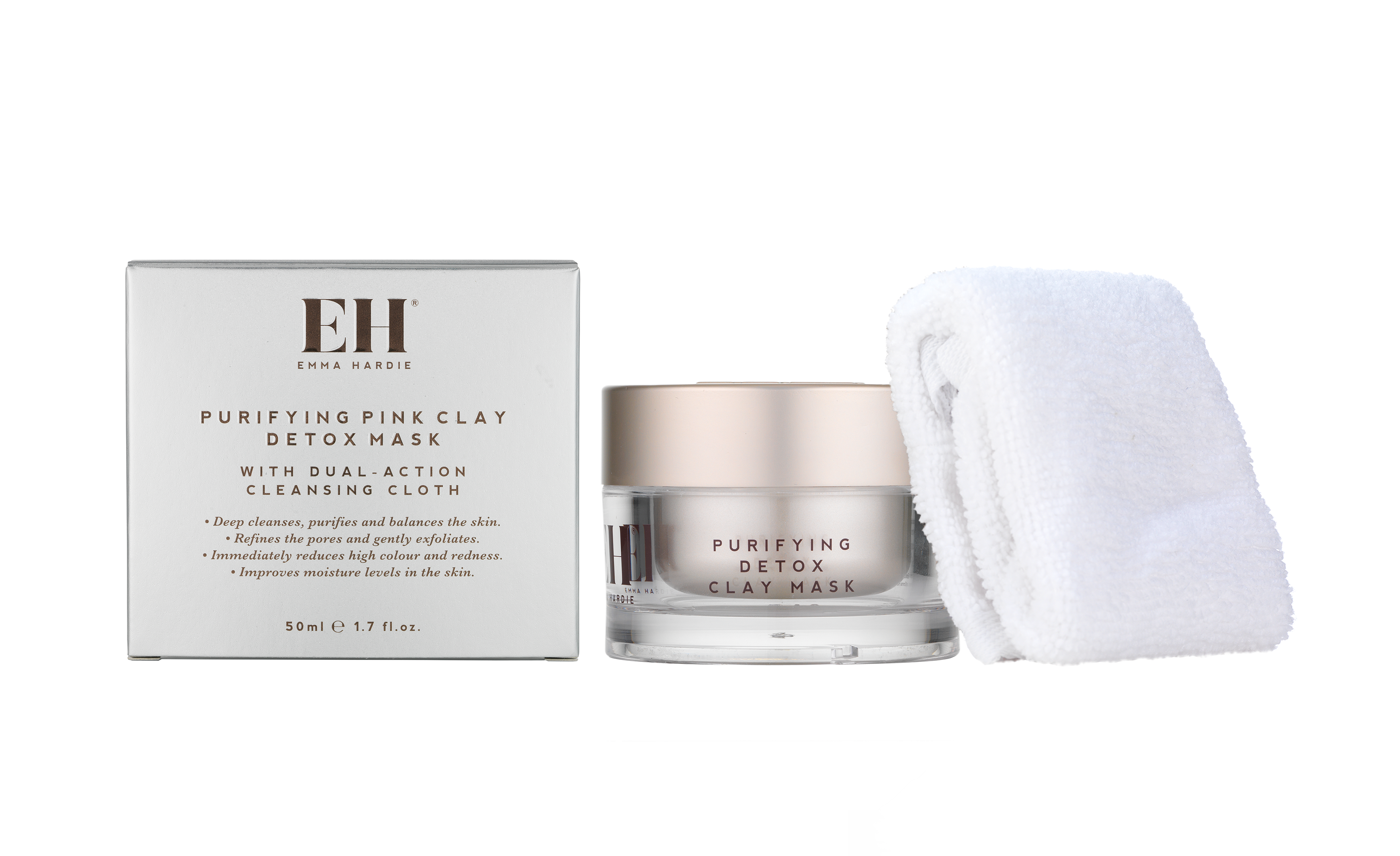 Purifying Pink Clay Detox Mask with Dual Action Cleansing Cloth