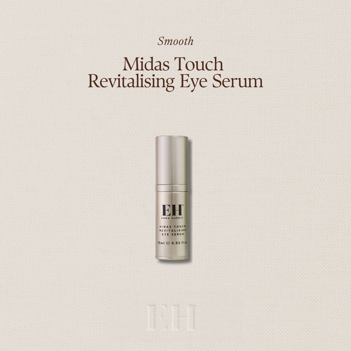 Emma Hardie Midas Touch Revitalising Eye Serum on a soft neutral background.