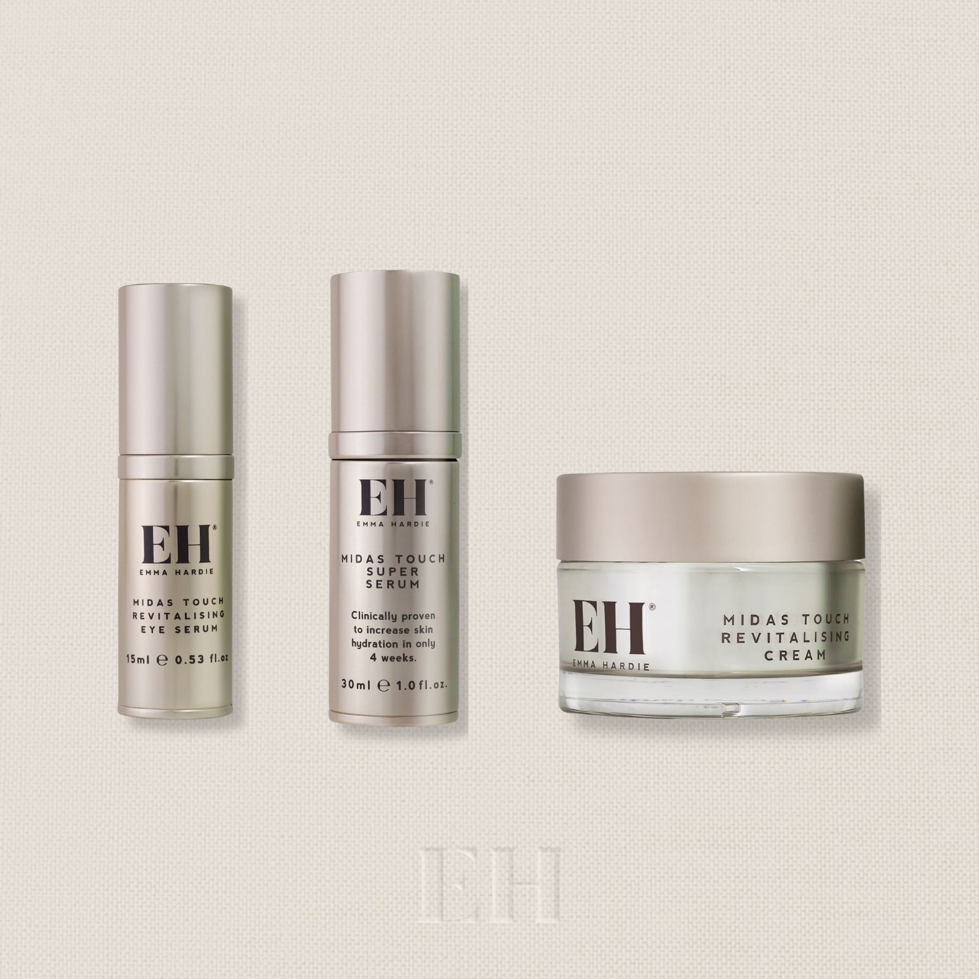 Complete Midas Touch Ritual set with Eye Serum, Super Serum and Revitalising Cream, worth £170.