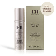Emma Hardie Protect & Prime SPF 30 tube and box on a white background with a 'Protect: Summer Essential' sticker