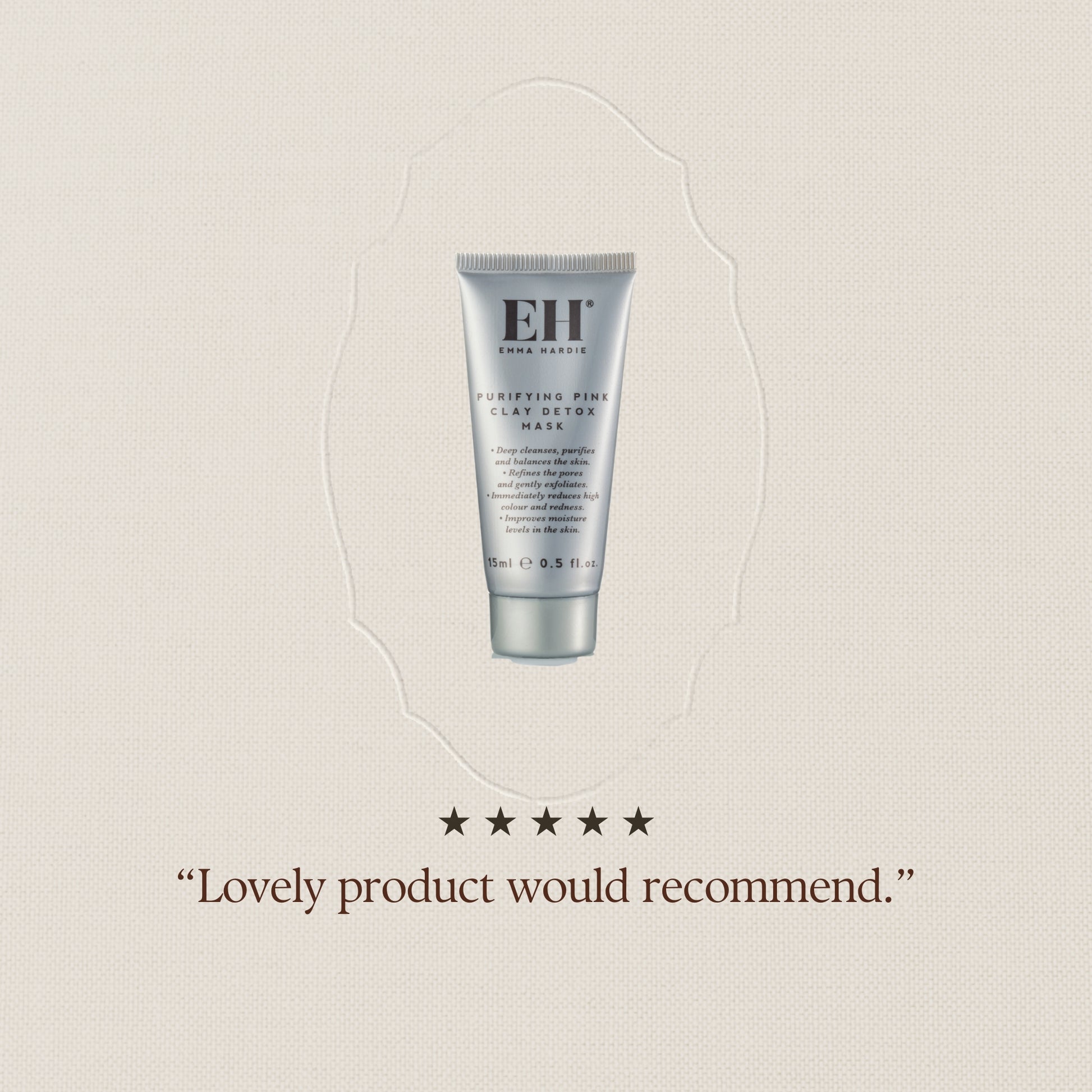 Purifying pink clay detox mask 5 star review: "Lovely product would recommend."