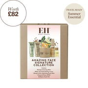 Emma Harbie Amazing Face Signature Collection set, shown on a white background with promotional badges indicating 'Worth £82' and 'Travel Ready Summer Essential'.
