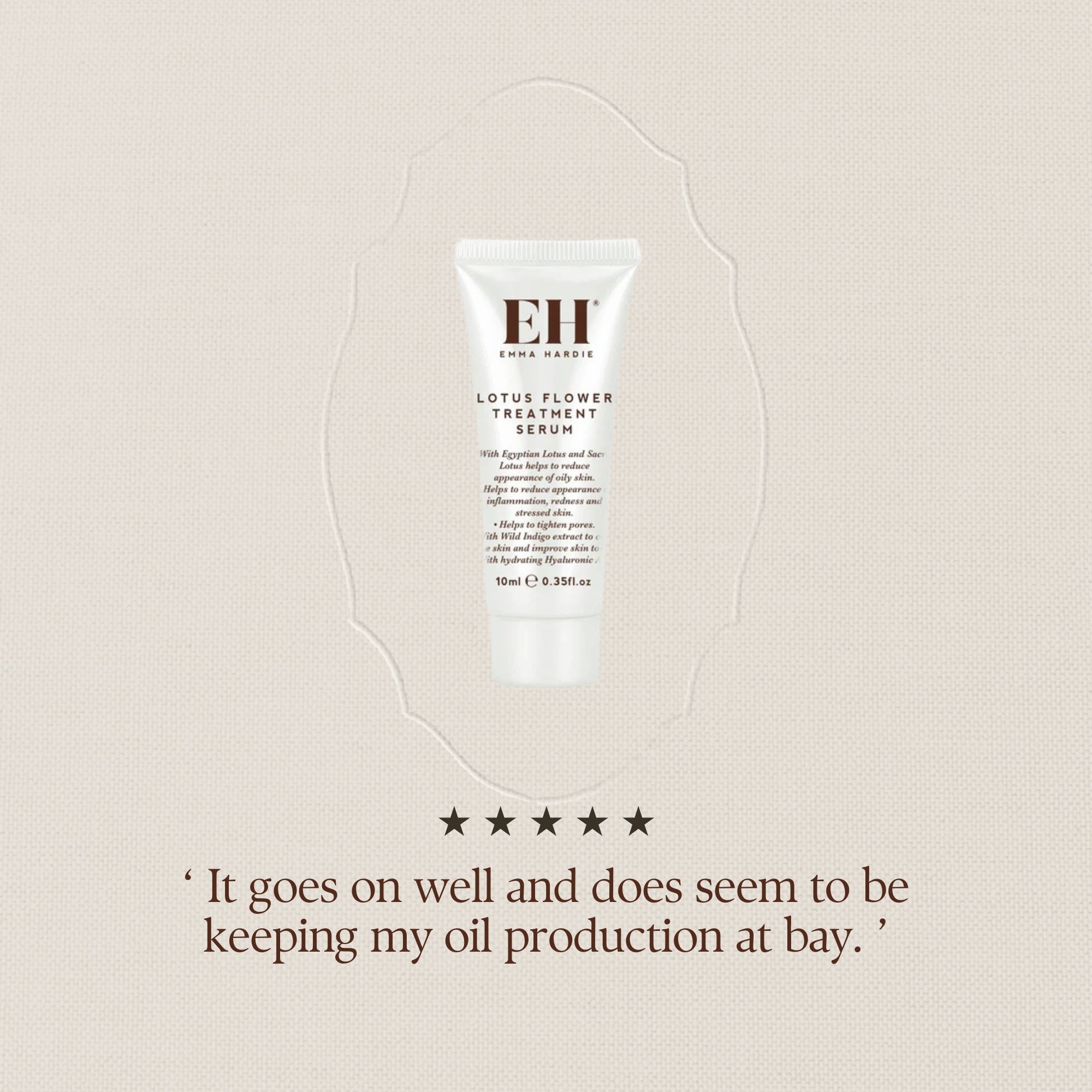 Lotus Flower Treatment Serum 5 star review: “It goes on well and does seem to be keeping my oil production at bay. “
